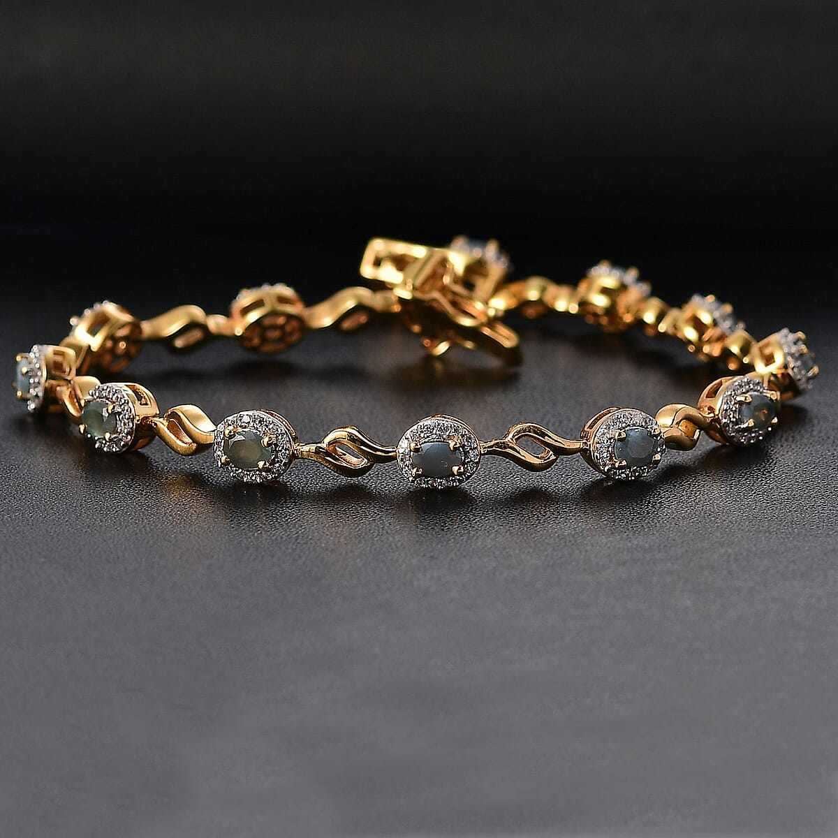 Narsipatnam Alexandrite and White Zircon 3.10 ctw Twilight Harmony Bracelet in 18K Vermeil YG Over Sterling Silver (8.00 In) image number 1
