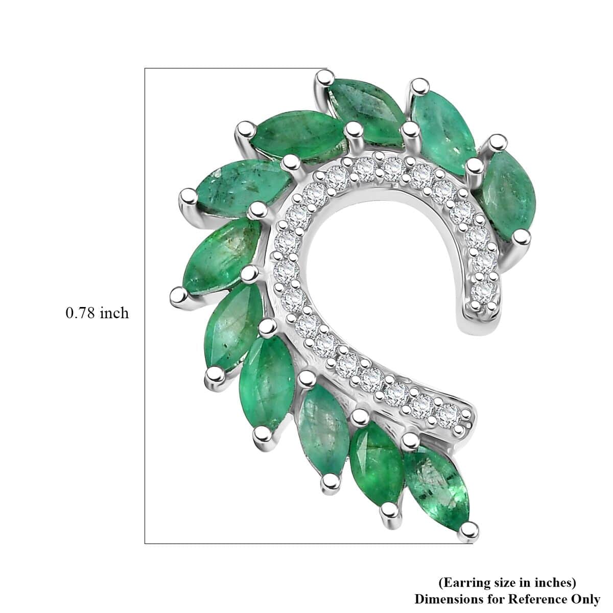 Kagem Zambian Emerald and White Zircon 2.25 ctw Climber Earrings in Rhodium Over Sterling Silver image number 5