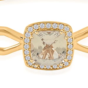 Certified & Appraised Luxoro 10K Yellow Gold AAA Asscher Cut Turkizite, Diamond (G-H, I2) (0.31 cts) Bangle Bracelet (8.00 In) (10.50 g) 4.40 ctw