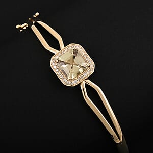 Certified & Appraised Luxoro AAA Turkizite and G-H I2 Diamond 4.00 ctw Bangle Bracelet in 10K Yellow Gold (7.00 In) 10.85 Grams