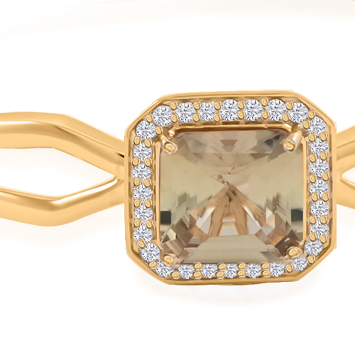 Certified & Appraised Luxoro 10K Yellow Gold AAA Turkizite, Diamond (G-H, I2) (0.30 cts) Bangle Bracelet (8.00 In) (10.85 g) 4.00 ctw image number 3