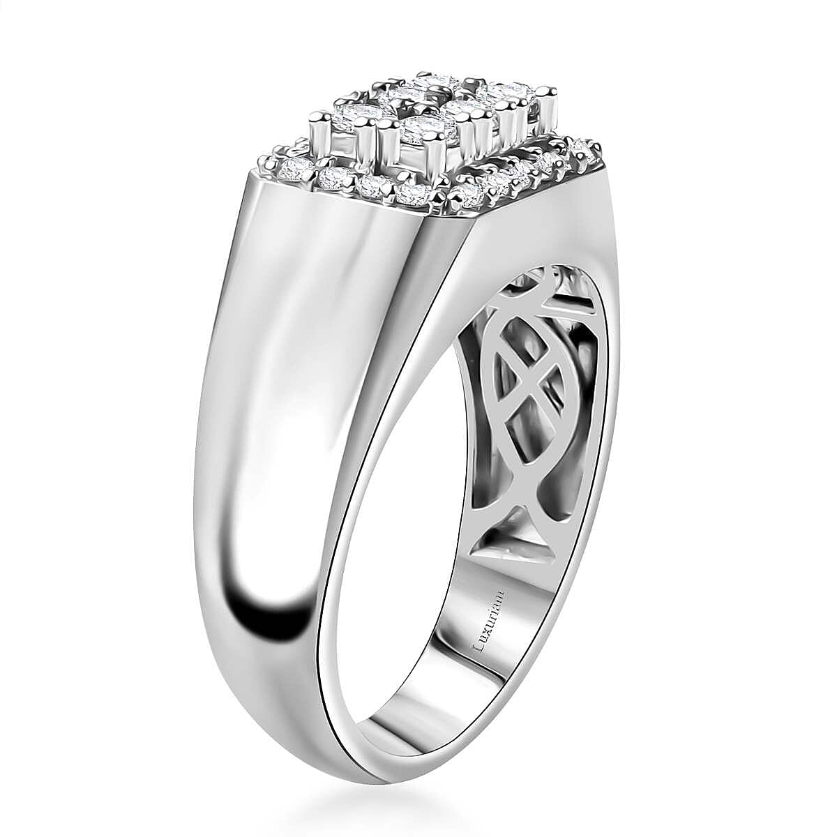 Luxuriant Lab Grown Diamond SI 1.00 ctw Men's Ring in Rhodium Over Sterling Silver (Size 12.0) image number 3