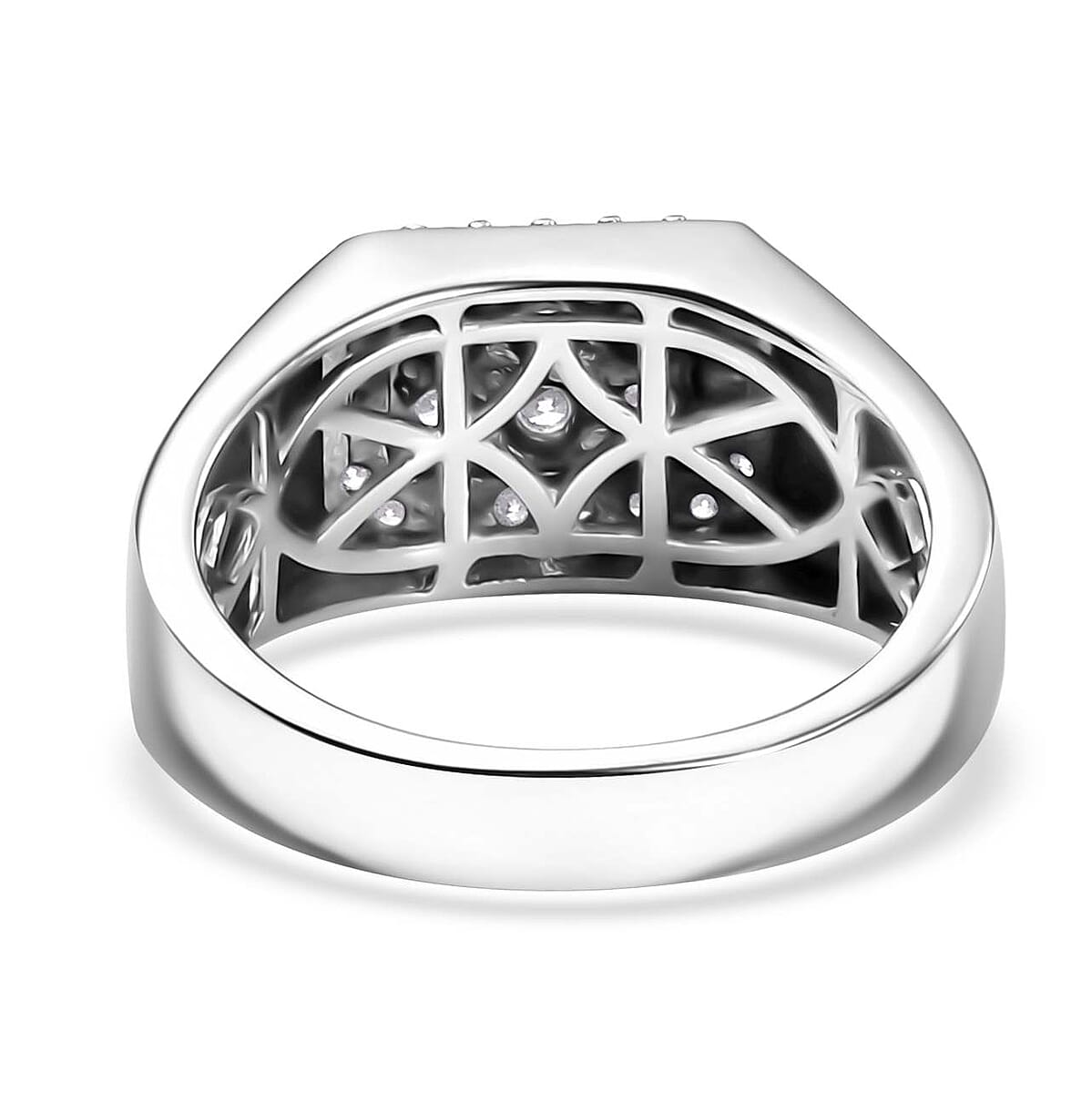 Luxuriant Lab Grown Diamond SI 1.00 ctw Men's Ring in Rhodium Over Sterling Silver (Size 12.0) image number 4