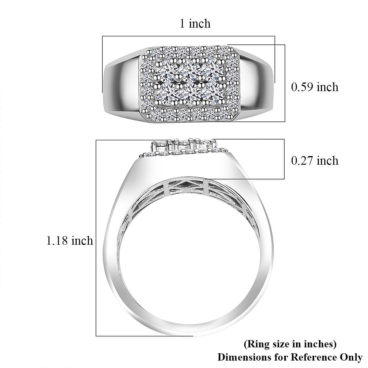 Luxuriant Lab Grown Diamond SI 1.00 ctw Men's Ring in Rhodium Over Sterling Silver (Size 12.0) image number 5