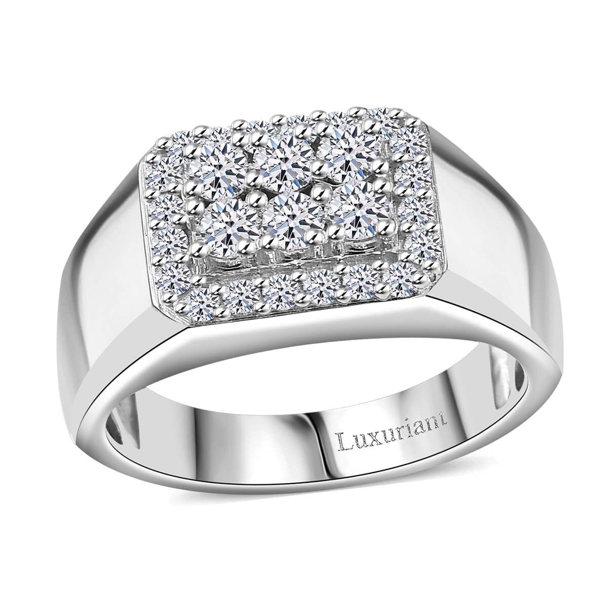 Luxuriant Lab Grown Diamond SI 1.00 ctw Men's Ring in Rhodium Over Sterling Silver (Size 9.0) image number 0