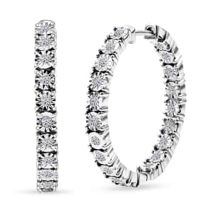 Luxuriant Lab Grown Diamond SI 1.00 ctw Inside Out Hoop Earrings in Rhodium Over Sterling Silver