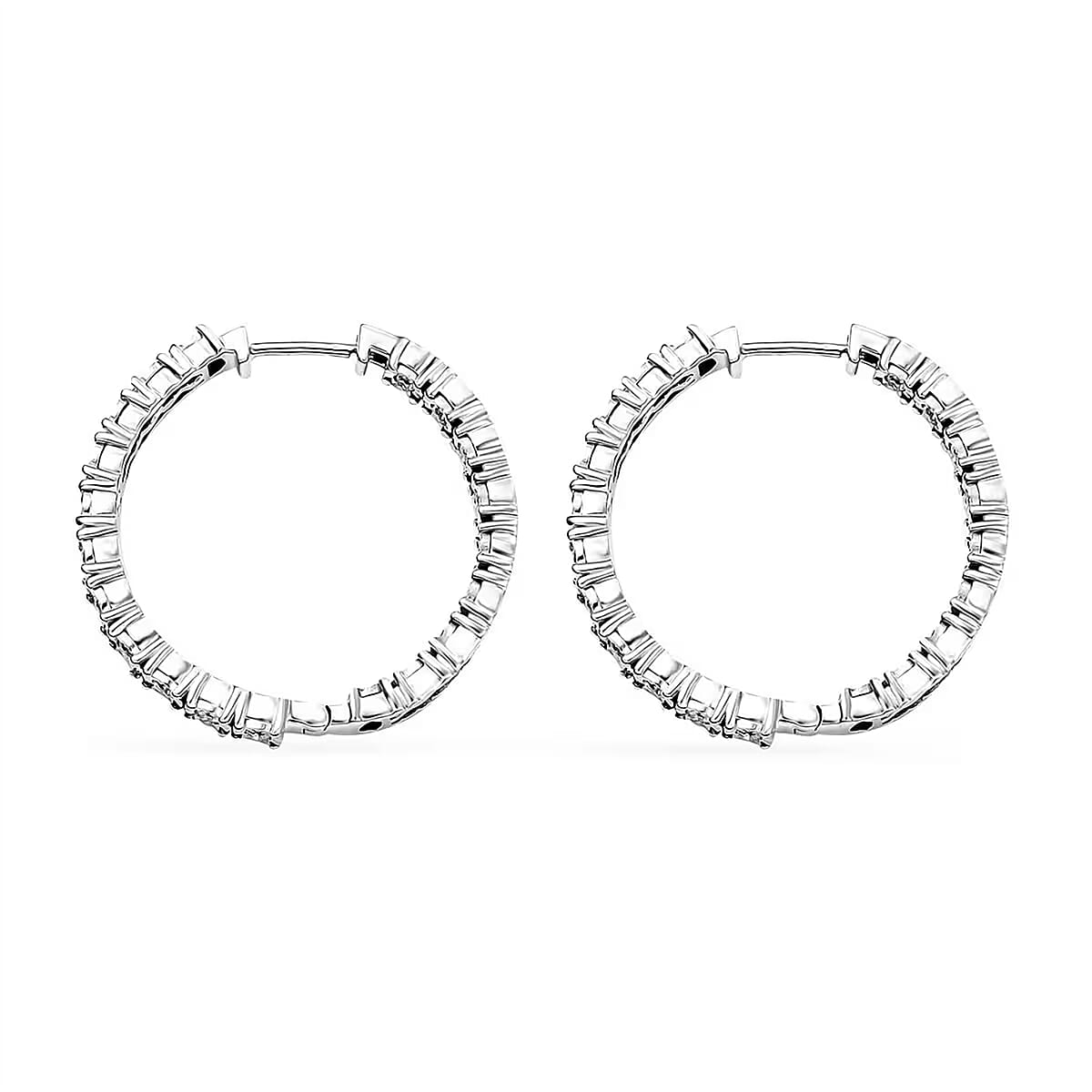 Luxuriant Lab Grown Diamond SI 1.00 ctw Inside Out Hoop Earrings in Rhodium Over Sterling Silver image number 9