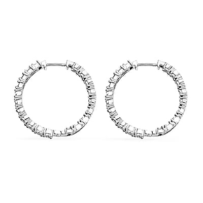 Luxuriant Lab Grown Diamond G-H SI 1.10 ctw Inside Out Hoop Earrings in Rhodium Over Sterling Silver