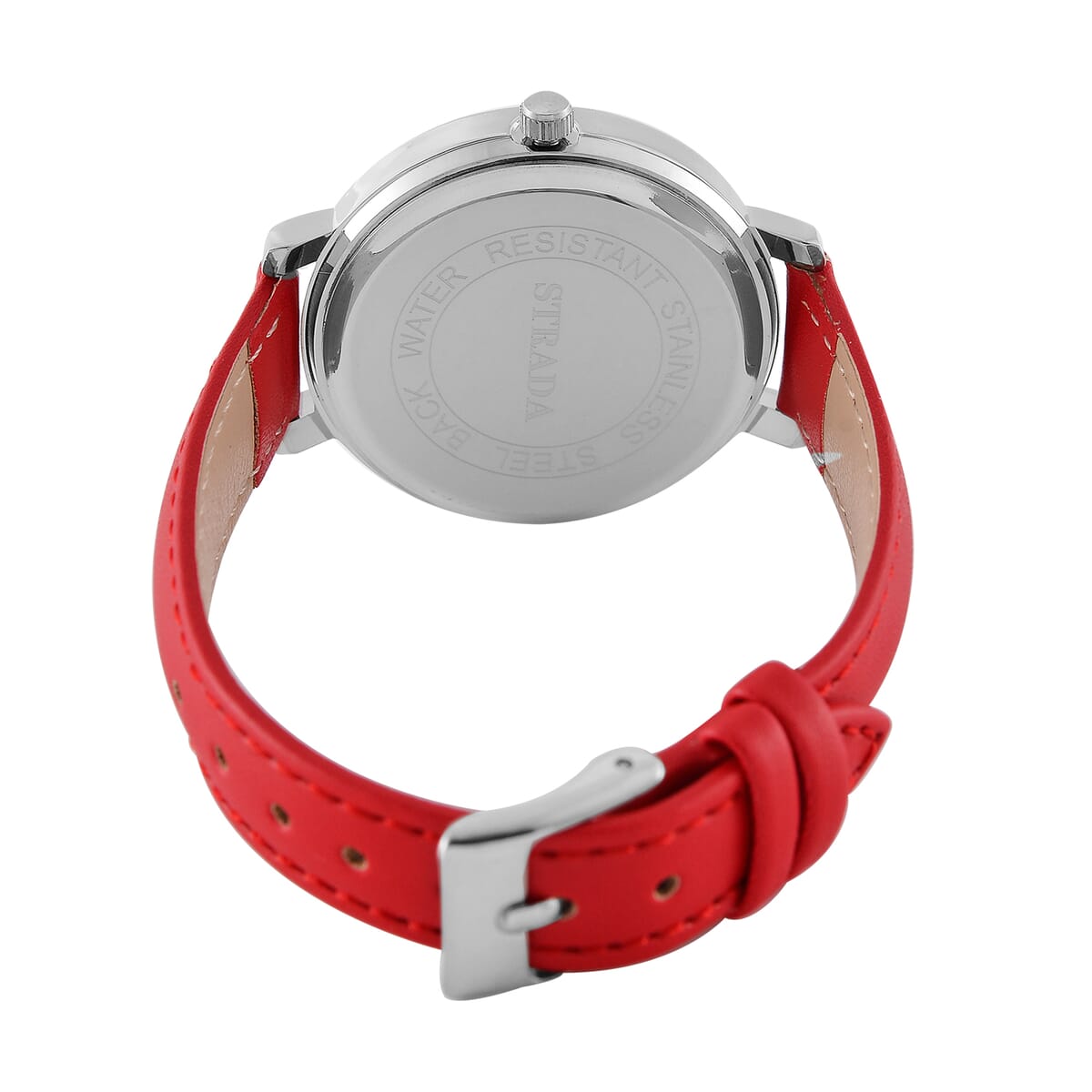 Strada Austrin Crystal Japanese Movement Roman Number Dial Watch with Red Faux Leather (38.10x38.10mm) image number 5