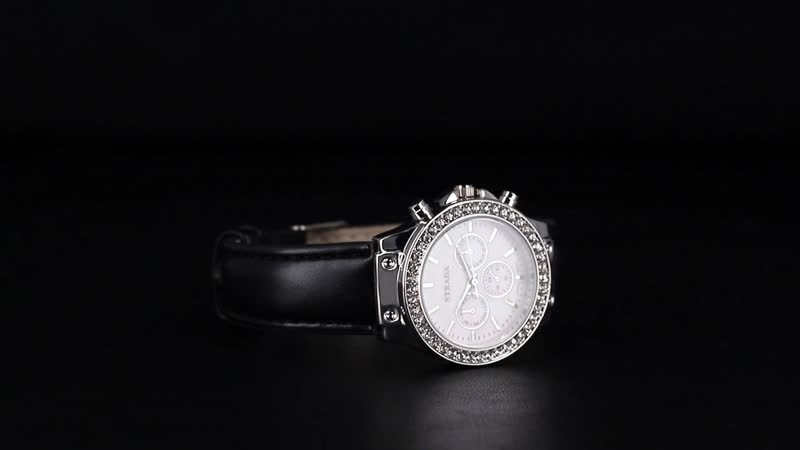 Strada Japanese Movement Watch with Black Faux Leather Strap
