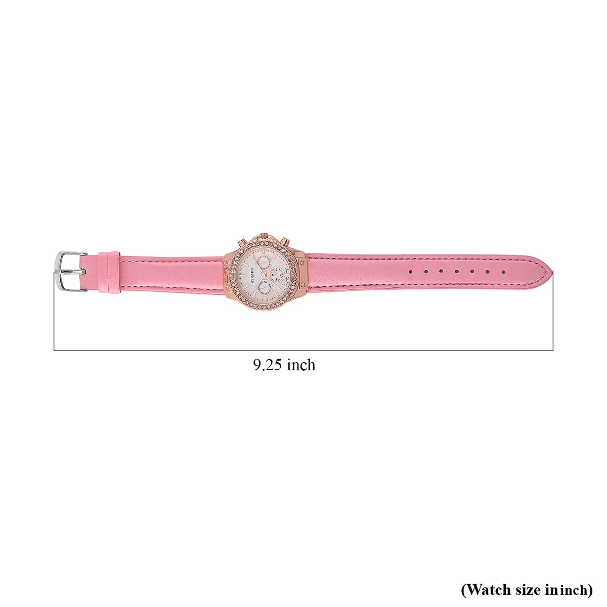 Strada Austrian Crystal Japanese Movement Watch with Pink Faux Leather Strap image number 6