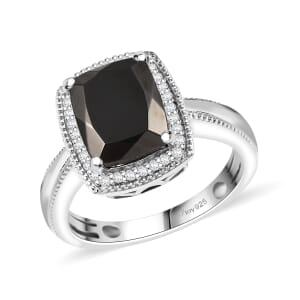 D'Joy Elite Shungite and White Zircon 2.25 ctw Ring in Rhodium Over Sterling Silver (Size 10.0)