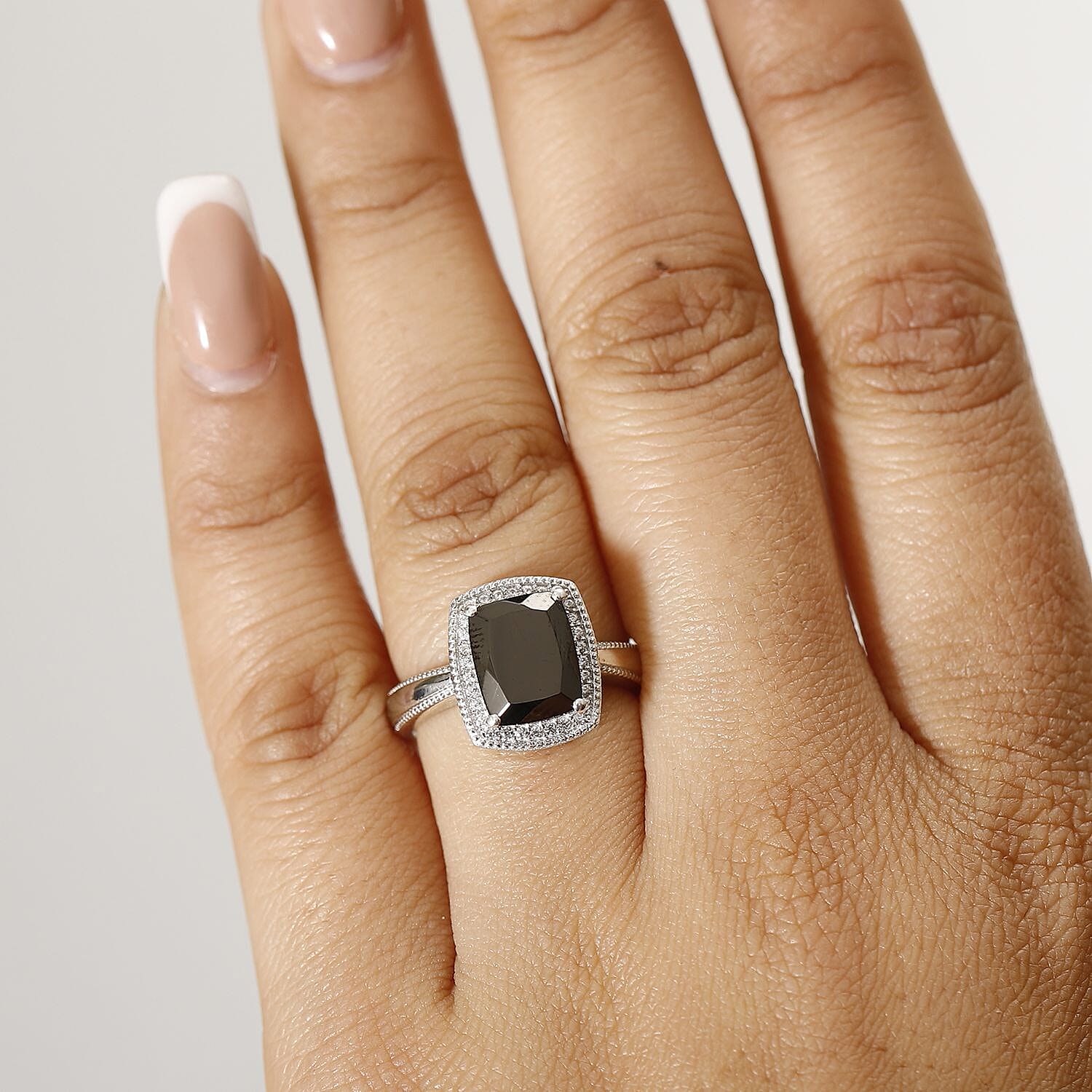 D'Joy Elite Shungite and White Zircon 2.25 ctw Ring in Rhodium Over Sterling Silver (Size 6.0)