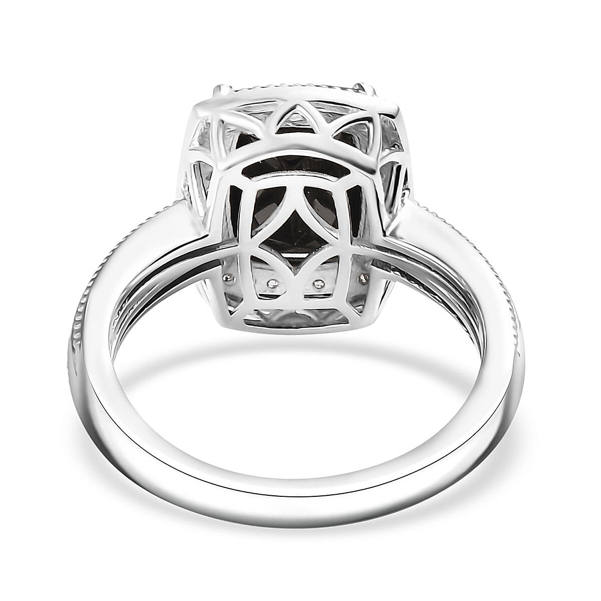 D'Joy Elite Shungite and White Zircon 2.25 ctw Ring in Rhodium Over Sterling Silver (Size 6.0)