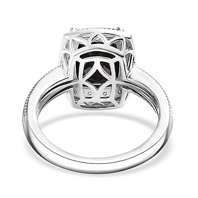 D'Joy Elite Shungite and White Zircon 2.25 ctw Ring in Rhodium Over Sterling Silver (Size 6.0)