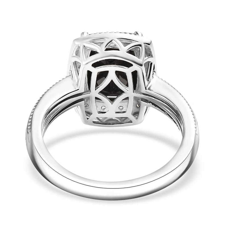 D'Joy Elite Shungite and White Zircon 2.25 ctw Ring in Rhodium Over Sterling Silver (Size 6.0)