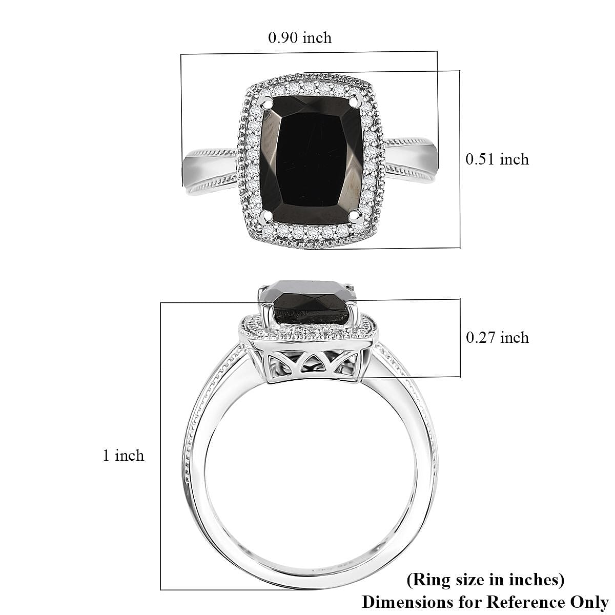 D'Joy Elite Shungite and White Zircon 2.25 ctw Ring in Rhodium Over Sterling Silver (Size 6.0)