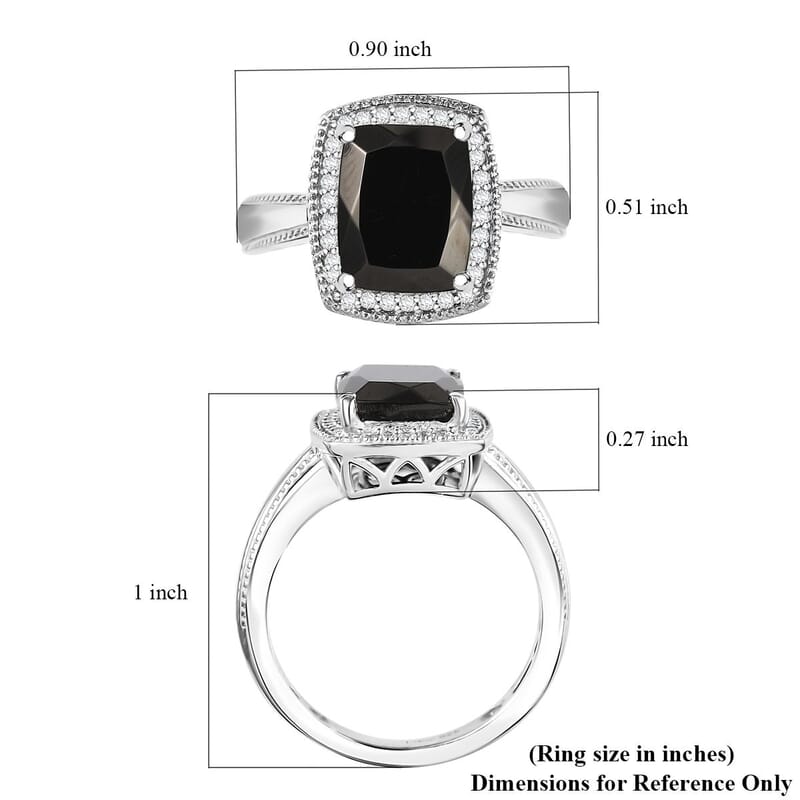 D'Joy Elite Shungite and White Zircon 2.25 ctw Ring in Rhodium Over Sterling Silver (Size 6.0)