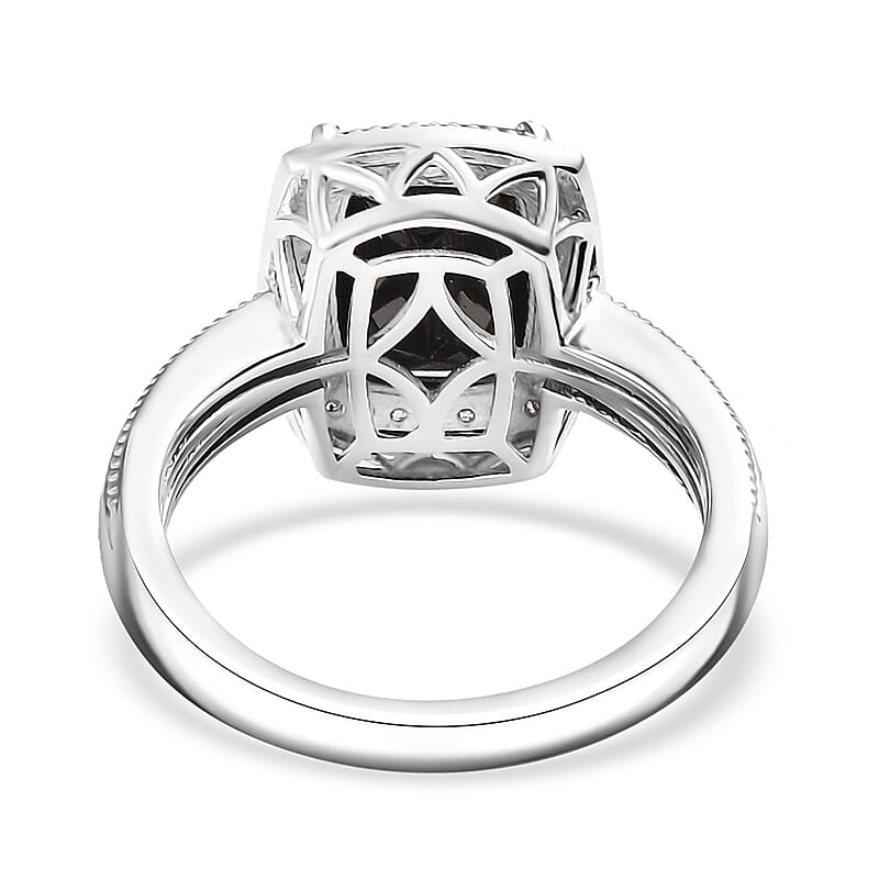 D'Joy Elite Shungite and White Zircon 2.25 ctw Ring in Rhodium Over Sterling Silver (Size 7.0)