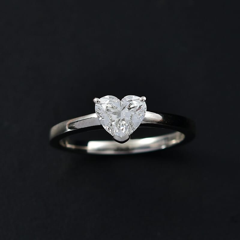 Luxuriant Lab Grown Diamond E-F VS 1.00 ctw Heart Ring in 14K White Gold (Size 10.0)