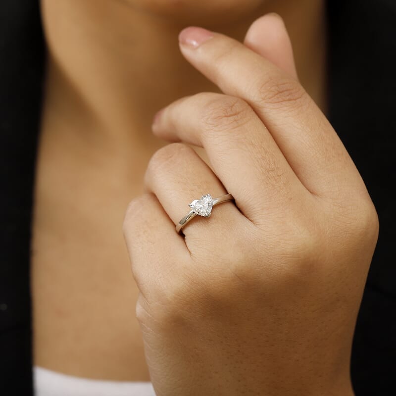 Luxuriant Lab Grown Diamond E-F VS 1.00 ctw Heart Ring in 14K White Gold (Size 10.0)