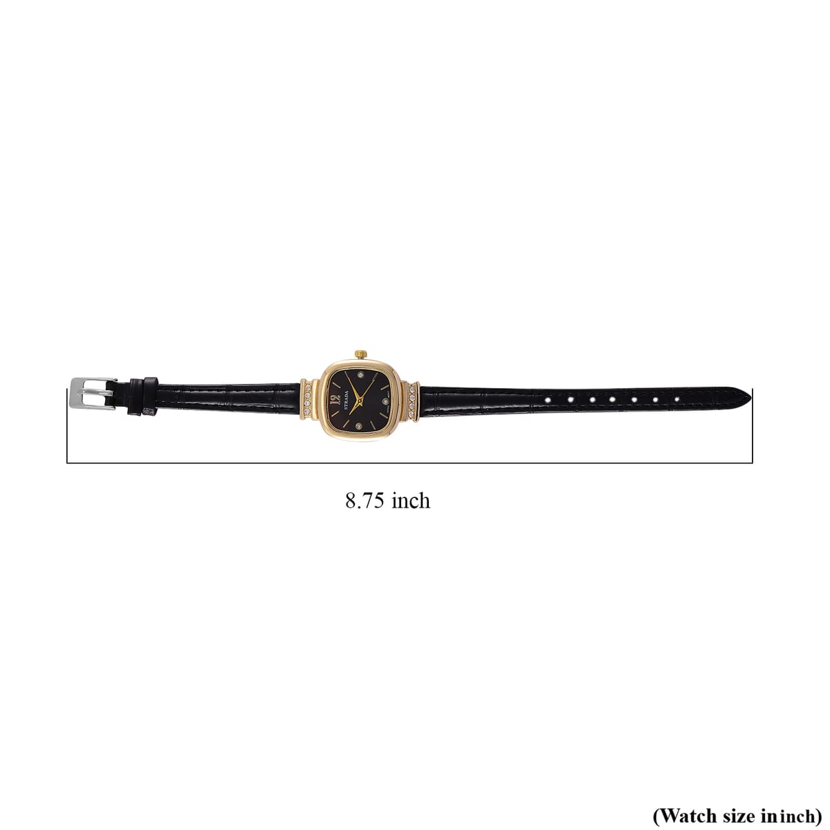 Strada White Austrian Crystal Japanese Movement Watch with Black Faux Leather Strap (34.80mm) (7.00-8.00 Inches) image number 6