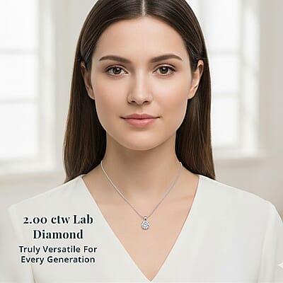 IGI Certified Luxuriant Lab Grown Diamond G-H VS 2.00 ctw Solitaire Pendant without Chain in 950 Platinum