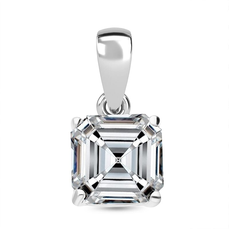 IGI Certified Asscher Cut Luxuriant Lab Grown Diamond G-H VS 2.00 ctw Solitaire Pendant in 950 Platinum