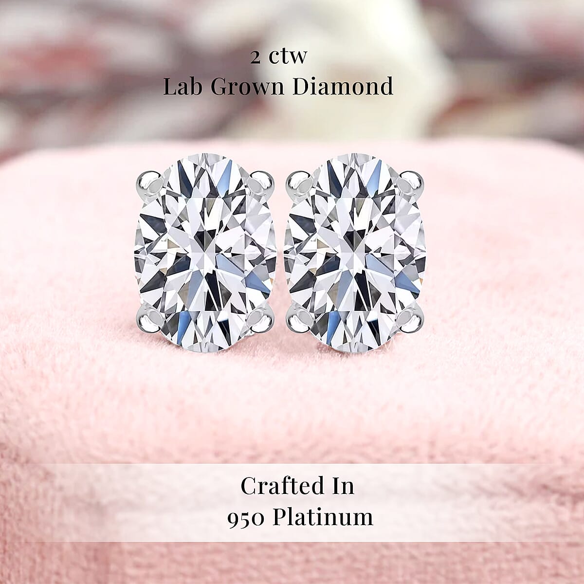 IGI Certified Luxuriant Lab Grown Diamond G-H VS 2.00 ctw Stud Earrings in 950 Platinum image number 2