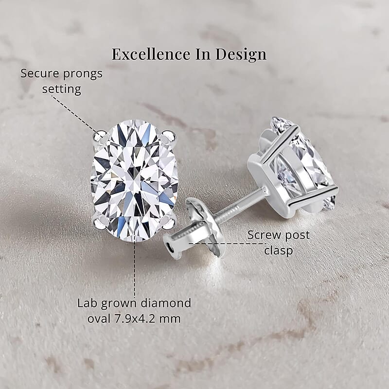 IGI Certified Luxuriant Lab Grown Diamond G-H VS 2.00 ctw Stud Earrings in 950 Platinum