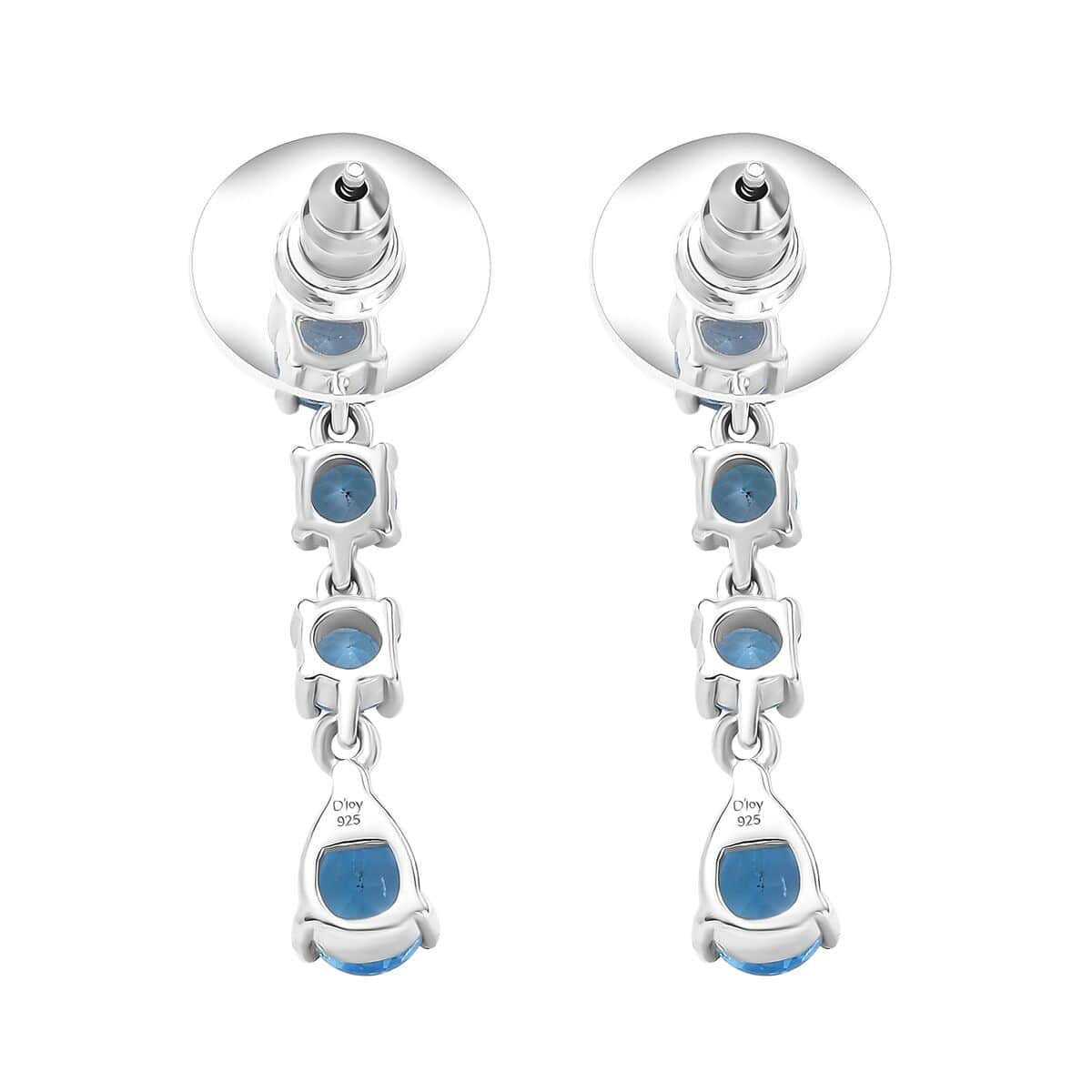 Electric Blue Topaz and Swiss Blue Topaz 3.60 ctw Drop Earrings in Platinum Over Sterling Silver image number 4