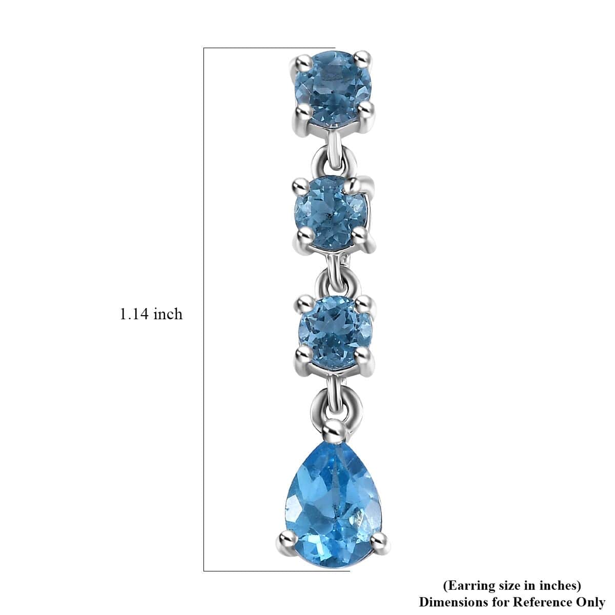 Electric Blue Topaz and Swiss Blue Topaz 3.60 ctw Drop Earrings in Platinum Over Sterling Silver image number 5