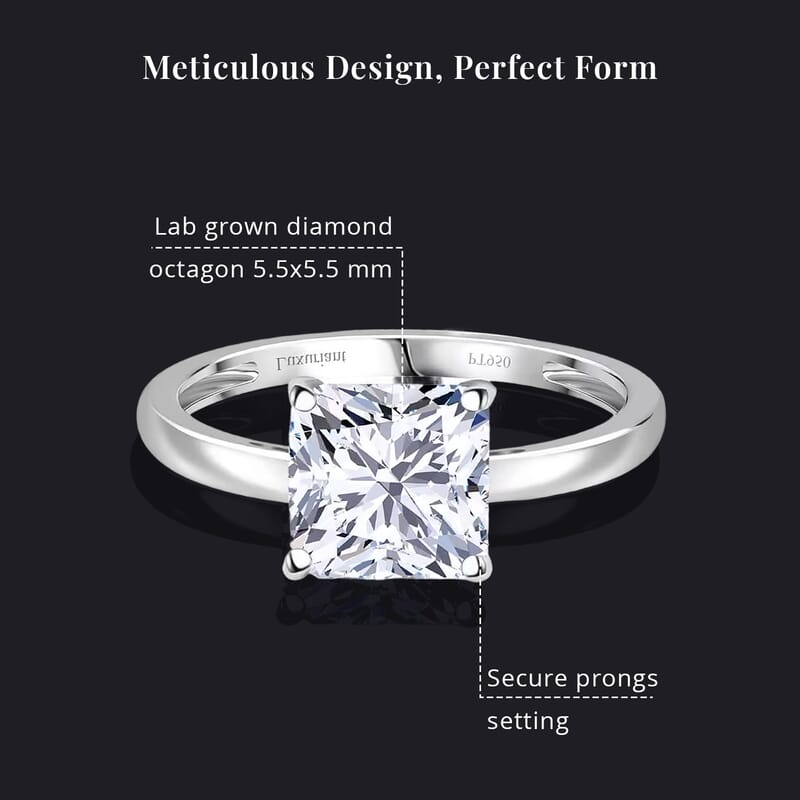 IGI Certified Asscher Cut Luxuriant Lab Grown Diamond G-H VS2 2.00 ctw Ring in 950 Platinum (Size 10.0)