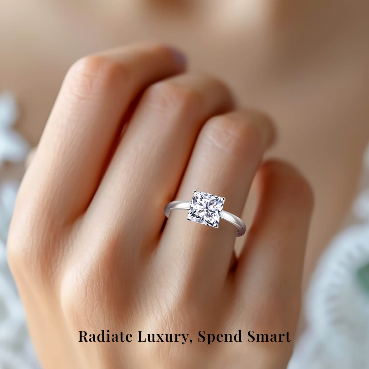 IGI Certified Asscher Cut Luxuriant Lab Grown Diamond G-H VS2 2.00 ctw Solitaire Ring in 950 Platinum (Size 7.0) image number 1