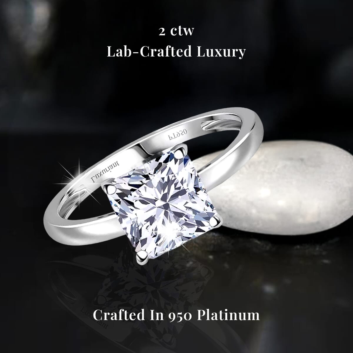 IGI Certified Asscher Cut Luxuriant Lab Grown Diamond G-H VS2 2.00 ctw Solitaire Ring in 950 Platinum (Size 7.0) image number 2