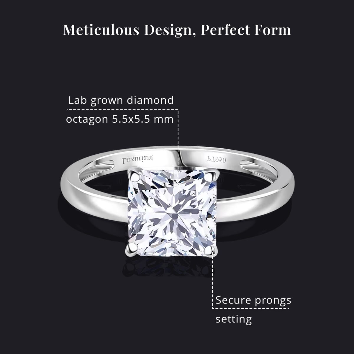 IGI Certified Asscher Cut Luxuriant Lab Grown Diamond G-H VS2 2.00 ctw Solitaire Ring in 950 Platinum (Size 7.0) image number 5