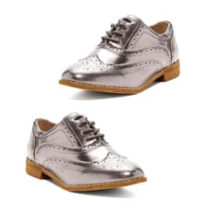 Closeout Bucco Womens Lace Up Oxford Shoes - Pewter (Size 6)