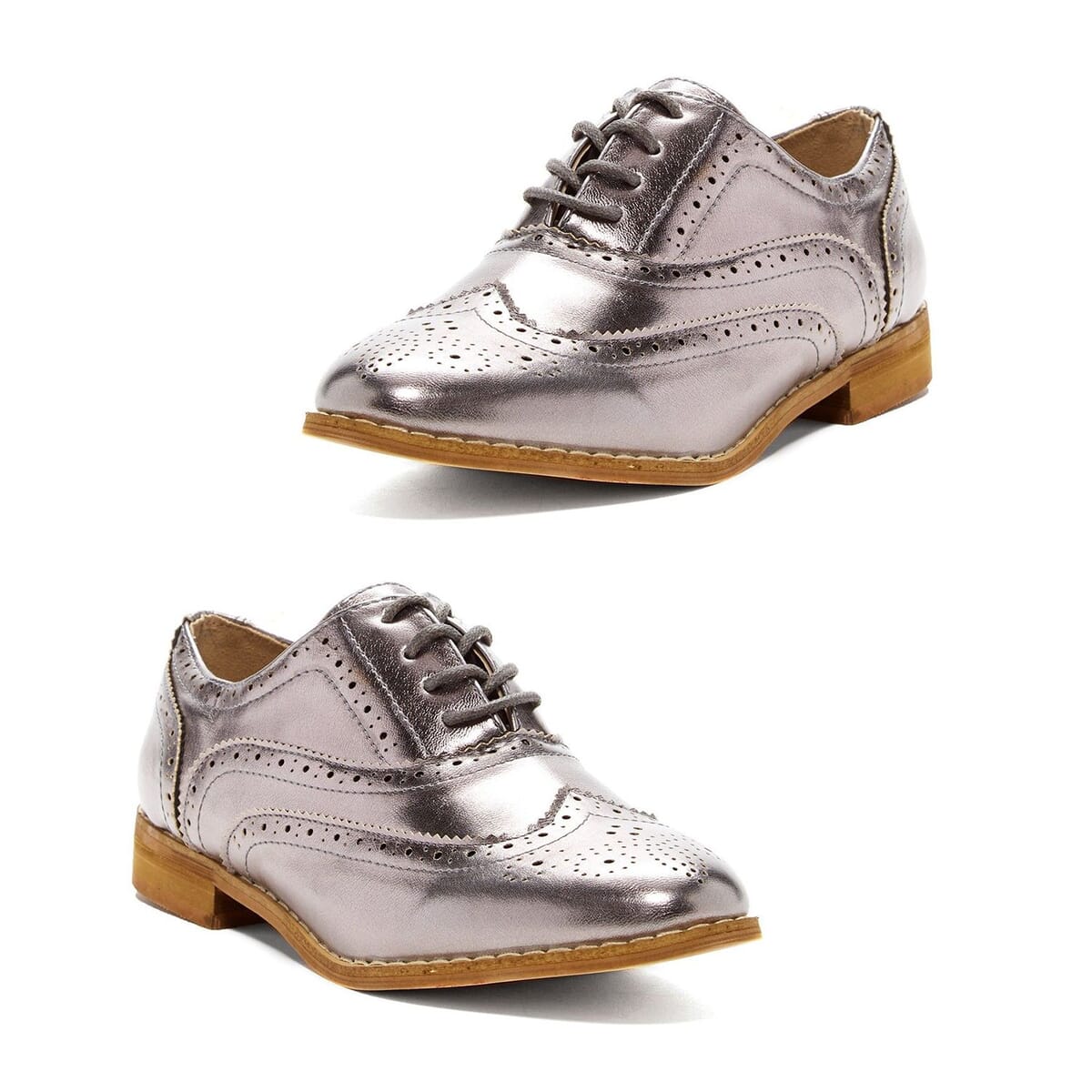 Closeout Bucco Womens Lace Up Oxford Shoes - Pewter (Size 6.5) image number 0