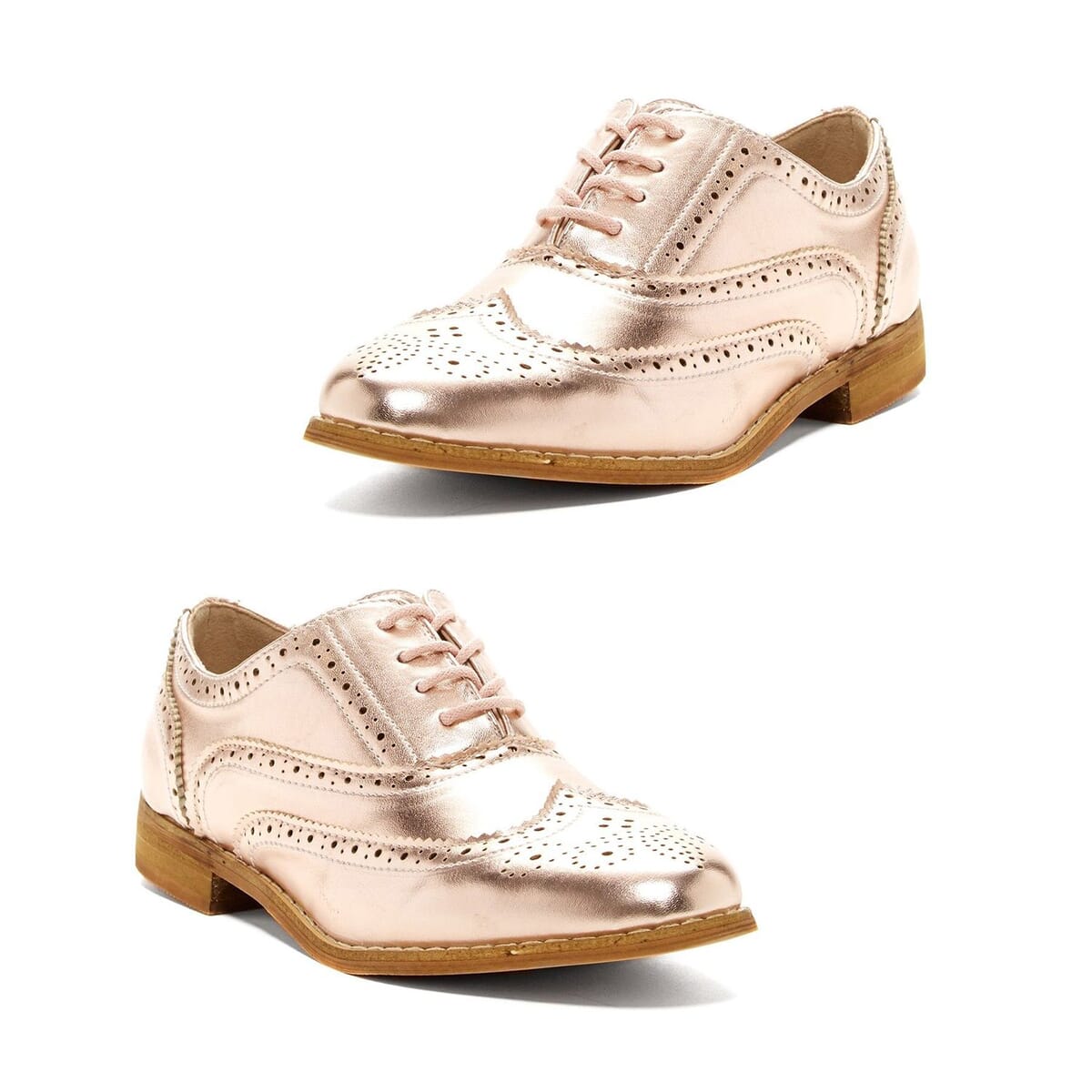 Closeout Bucco Womens Lace Up Oxford Shoes - Rose Gold (Size 6.5) image number 0