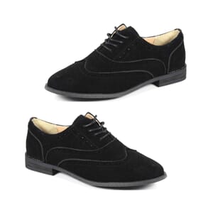 Closeout Bucco Womens Lace Up Oxford Shoes - Black Suede (Size 8)