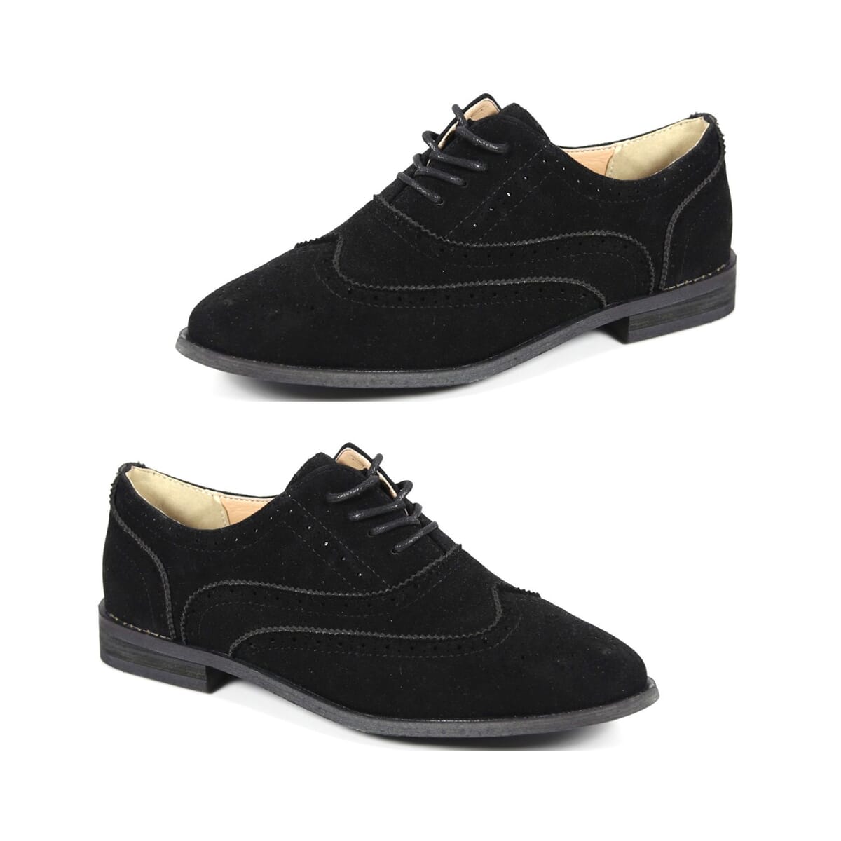 Closeout Bucco Womens Lace Up Oxford Shoes - Black Suede (Size 9) image number 0