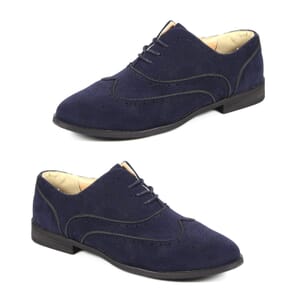 Closeout Bucco Womens Lace Up Oxford Shoes - Navy Suede (Size 6)