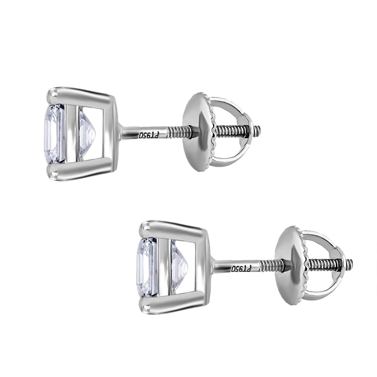 IGI Certified Asscher Cut Luxuriant Lab Grown Diamond G-H VS 2.00 ctw Stud Earrings in 950 Platinum image number 3