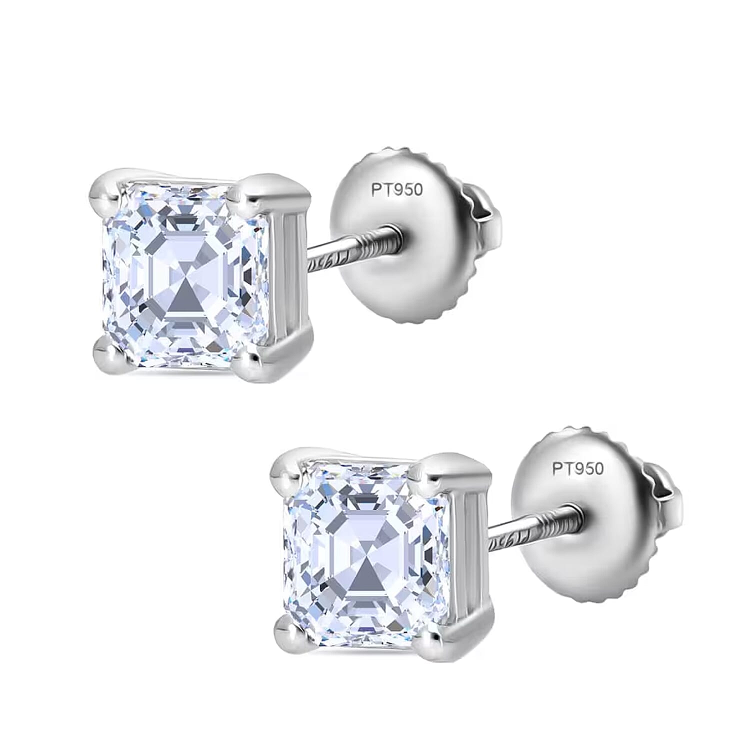 IGI Certified Asscher Cut Luxuriant Lab Grown Diamond G-H VS 2.00 ctw Stud Earrings in 950 Platinum
