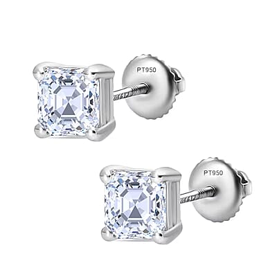 Asscher Cut Luxuriant Lab Grown Diamond G-H VS 2.00 ctw Stud Earrings in 950 Platinum