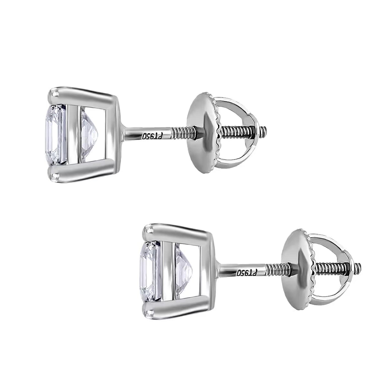 IGI Certified Asscher Cut Luxuriant Lab Grown Diamond G-H VS 2.00 ctw Stud Earrings in 950 Platinum