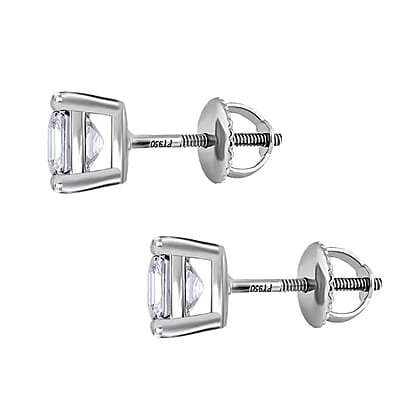 Asscher Cut Luxuriant Lab Grown Diamond G-H VS 2.00 ctw Stud Earrings in 950 Platinum