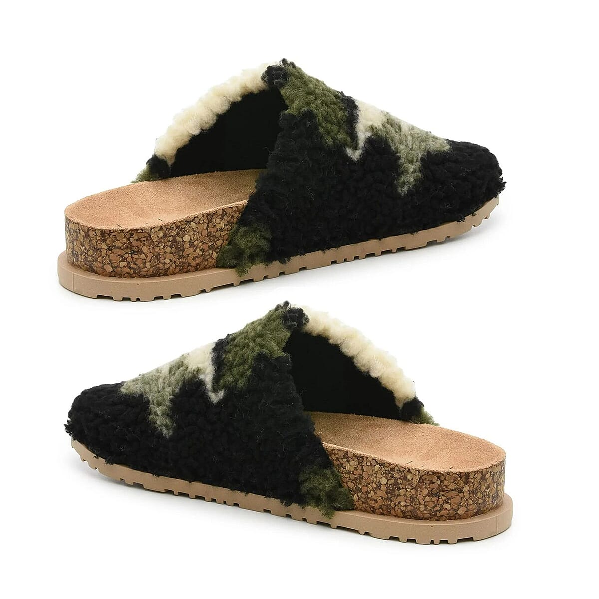 Nicole Miller Faux Fur Bondy Slippers - Green (Size 6) image number 2