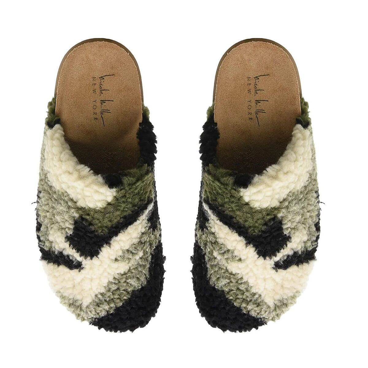 Nicole Miller Faux Fur Bondy Slippers - Green (Size 6) image number 3