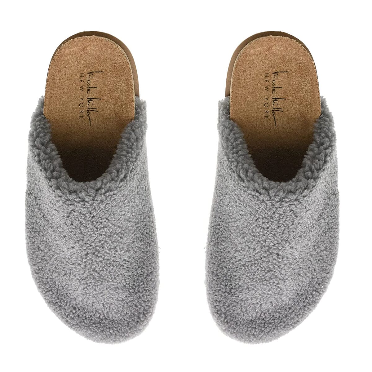 Nicole Miller Faux Fur Bondy Slippers - Gray (Size 9) image number 3